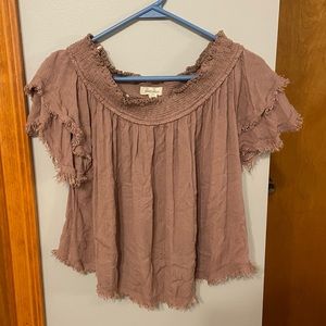 Off the shoulder short sleeve blouse